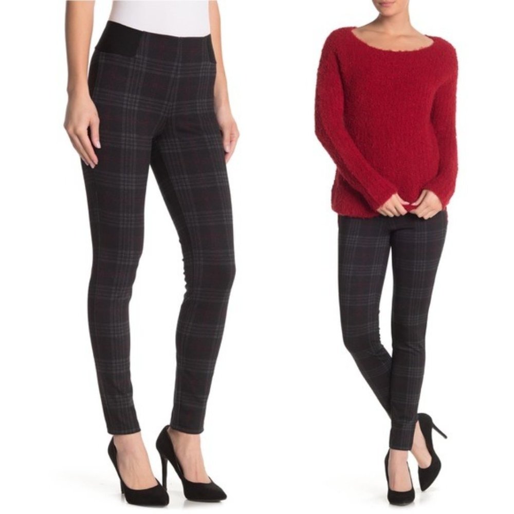 Max Studio Plaid Pull-On Pants Ponte Leggings Size M New w/Tag